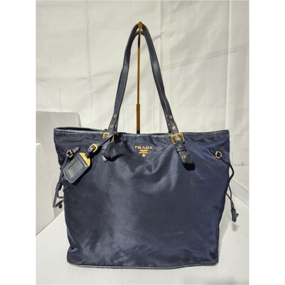 Authentic PRADA Tessuto Nylon Saffiano Tote Navy Blue - Picture 1 of 15